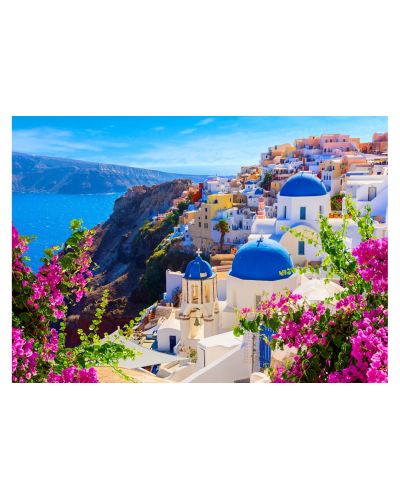 Puzzle Enjoy de 1000 piese -Santorini View with Flowers, Greece - 2